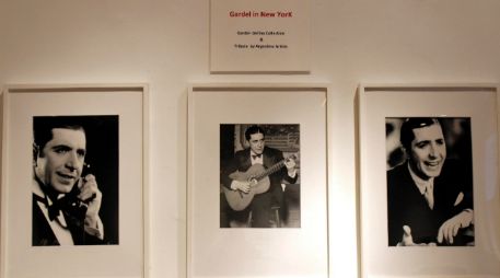 Detalle de algunas fotografías del cantante argentino Carlos Gardel, que forman parte de la muestra ''Gardel in New York''. EFE /