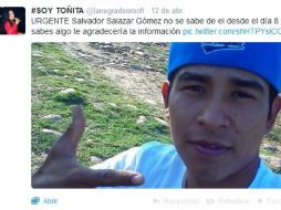 La cantante denunció en redes sociales la desaparición de Salvador Salazar. ESPECIAL /