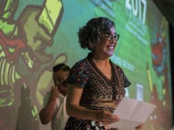 Cristina Rivera Garza durante la inauguración de la Feria Internacional de la Lectura en Yucatán. EFE / C. Moreno