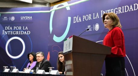 Arely Gómez, secretaria de la Función Pública, participó en la conmemoración del Día por la Integridad. TWITTER/ArelyGomezGlz
