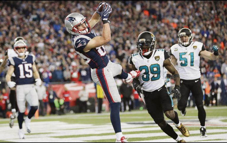 Danny Amendola (#80), ahora ya fuera de la plantilla de los Patriots, fue el némesis de los Jaguars en la Final de la Conferencia Americana en enero pasado. AFP