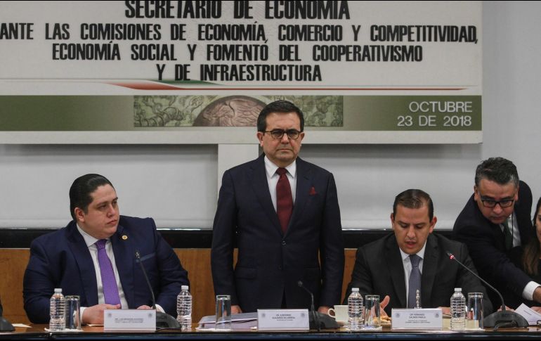 El titular de la secretaría de Economía, Ildefonso Guajardo Villarreal, comparece este martes ante comisiones de la Cámara de Diputados. NTX/J. Espinosa