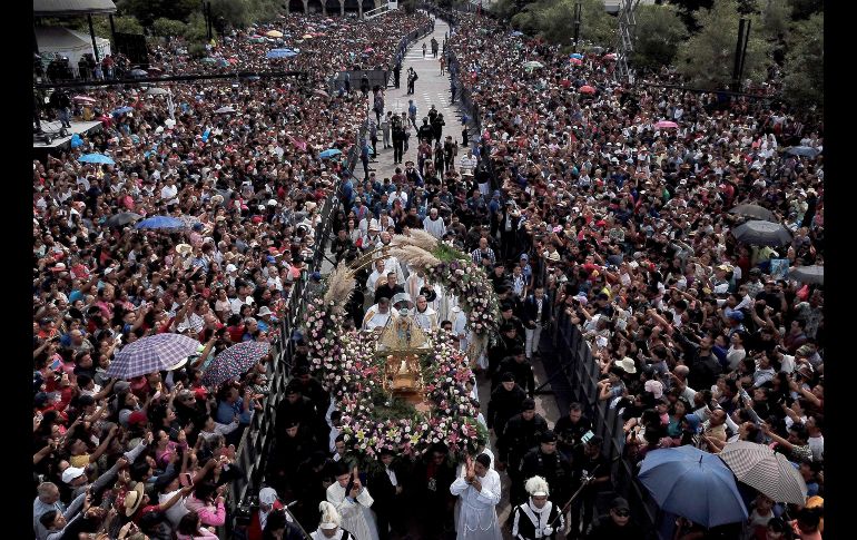 La tradicional Romería de la Virgen de Zapopan el 12 de octubre, que por primera vez se realizó bajo el título de Patrimonio Inmaterial de la Humanidad. AFP