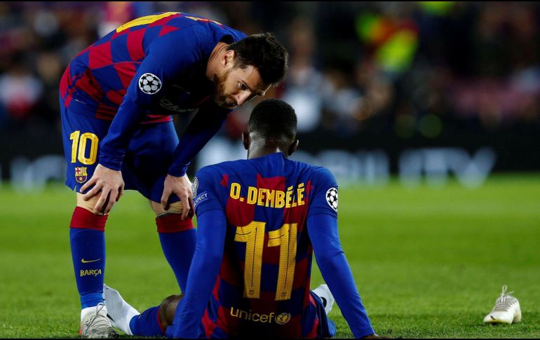 Ousmane Dembélé estará seis meses de baja debido a rotura en el tendón proximal del bíceps femoral del muslo derecho. EFE