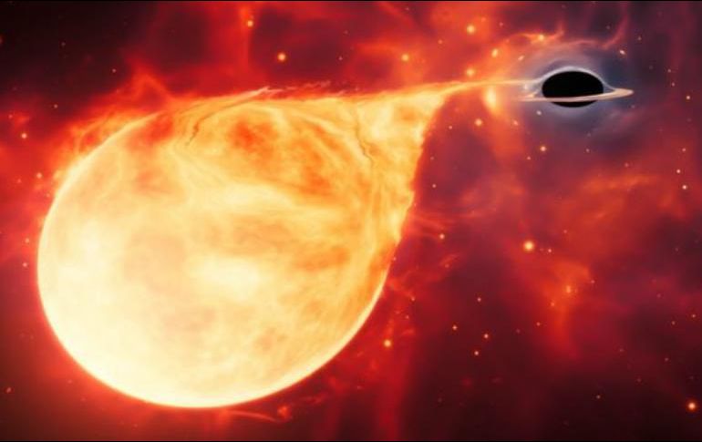 Ilustración: el hipotético agujero negro se reveló a sí mismo al desgarrar una estrella que se acercó demasiado. ESA/Hubble, M. Kornmesser