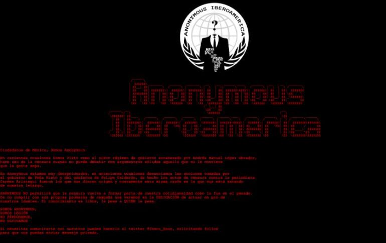 El grupo que supuestamente hackeó la página afirmó en su mensaje que están decepcionados del actual gobierno. ESPECIAL /