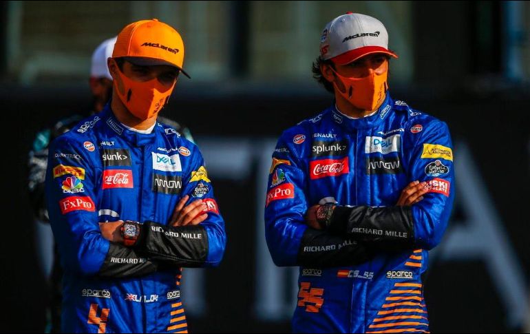 En 2021, Lando Norris (I) participará con McLaren en su tercera temporada de la Fórmula 1 acompañado por Daniel Ricciardo, que llegó para reemplazar al español Carlos Sainz Jr (D), que se fue a Ferrari. TWITTER / @McLarenF1