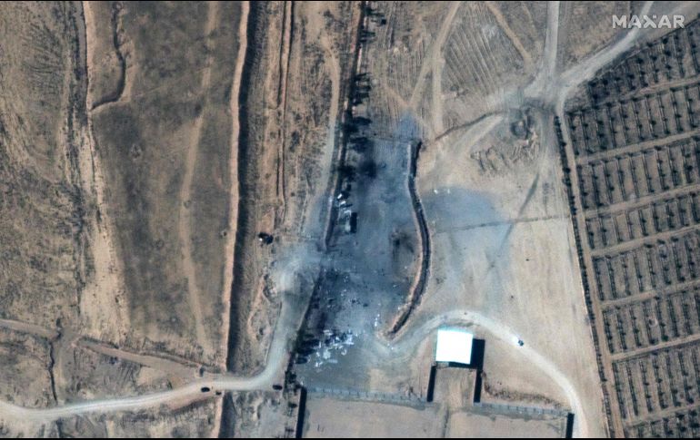 Área golpeada por los misiles estadounidenses cerca de la frontera entre Siria e Iraq. AFP/Maxar Technologies