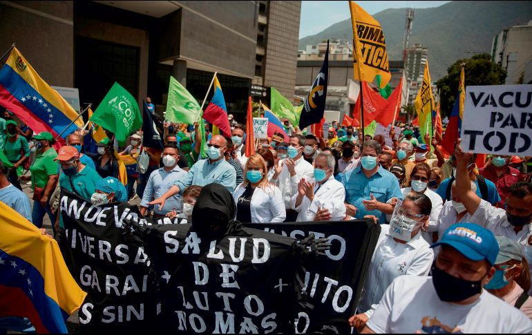 Caracas. Los inconformes pidieron un acceso equitativo a la inmunización.  EFE