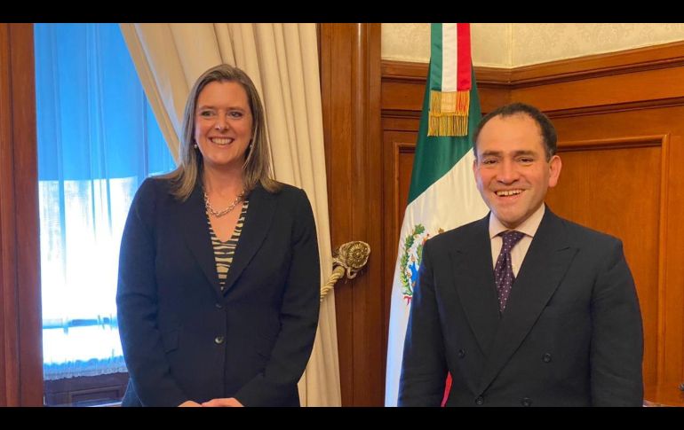 Corin Robertson (I) se reunió con funcionarios mexicanos para dar seguimiento a los compromisos bilaterales. TWITTER: @CorinRobertson