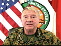 El general de la Infantería de Marina, Kenneth F. McKenzie Jr., anuncia la finalización de la retirada de Estados Unidos de Afganistán. EFE/PENTAGON TV