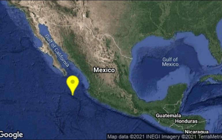 El temblor ocurrió a las 06:57 horas de hoy, a 357 kilómetros al suroeste de Puerto Vallarta. TWITTER / @SismologicoMX