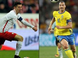 Leyendas. Lewandowski y Zlatan se enfrentarán hoy en el Repechaje. AFP