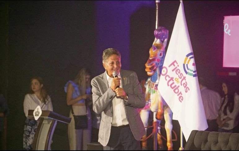 Juan José Frangie, presidente municipal de Zapopan, durante la presentación de las Fiestas de Octubre 2022. EL INFORMADOR/ G. Gallo