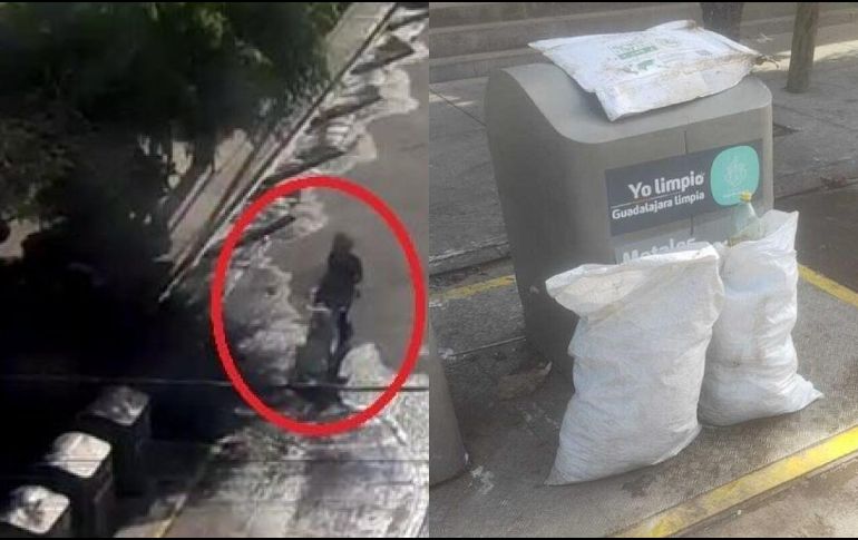 Policías captaron a mujer tirando basura y escombro en la vía pública en Guadalajara. ESPECIAL
