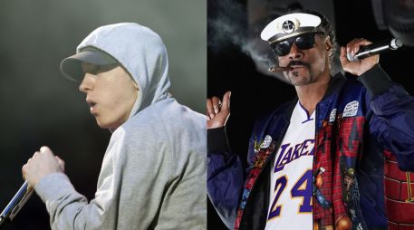 Los legendarios raperos, Eminem y Snoop Dogg, sorprendieron a la audiencia con una colaboración estrenada sin previo aviso. AP/ Chris Pizzello