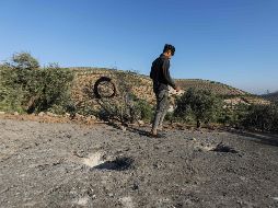 Vista de los daños en la zona donde cayó el dron que mató al líder yihadista Maher al-Agal. AFP/B. Alkasem
