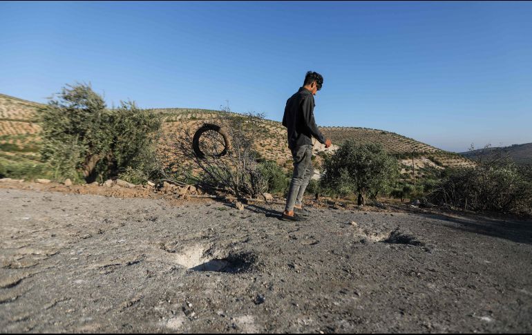 Vista de los daños en la zona donde cayó el dron que mató al líder yihadista Maher al-Agal. AFP/B. Alkasem
