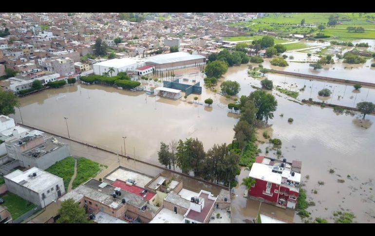 La lluvia del la madrugada de ayer provocó inundaciones en el municipio de San Miguel el Alto, Jalisco. ESPECIAL