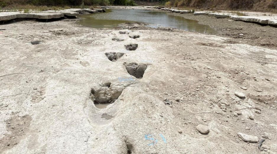 En el video se observa el río que está totalmente seco, mientras que al caminar se logran apreciar grandes huellas. AFP/Dinosaur Valley State Park