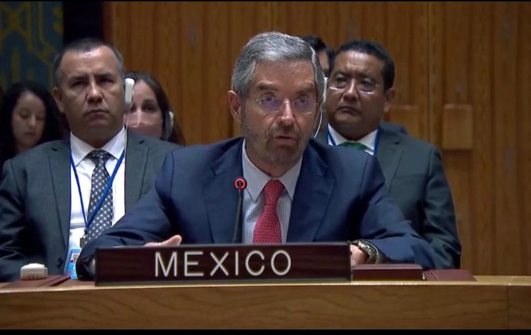 El embajador de México en la ONU durante el Consejo de Seguridad. TWITTER / @MexOnu