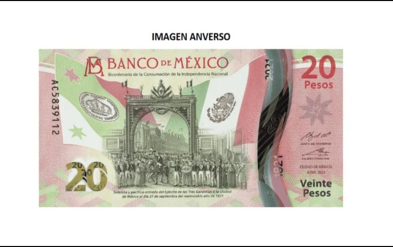 Se espera que el actual billete de 20 pesos sea retirado en el año 2025. ESPECIAL / Banxico