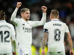 El Real Madrid vive un momento dulce, con Vinícius siendo electrizante, Valverde contundente, Rodrygo impredecible y todo el equipo blanco como un auténtico ferrocarriL. AP/M. FERNANDEZ