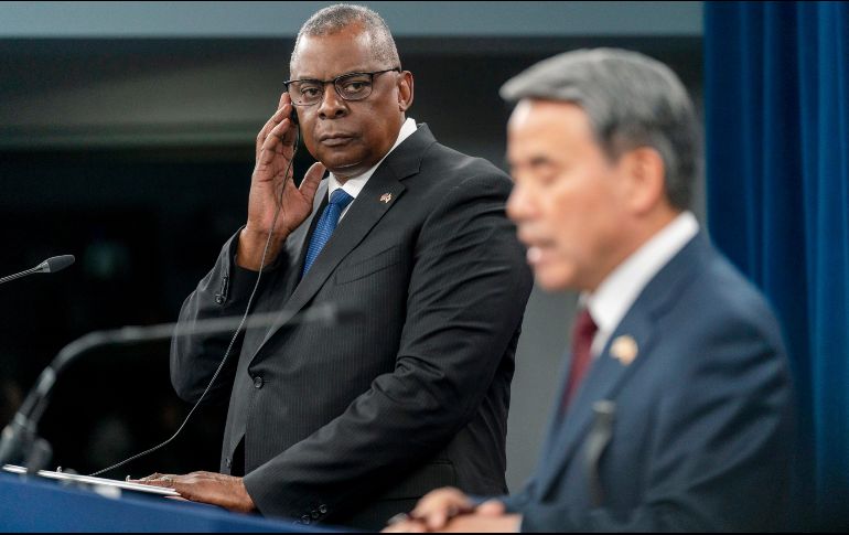 El secretario de Defensa de Estados Unidos, Lloyd Austin, y el ministro de Defensa de Corea del Sur, Lee Jong-sup, emitieron una declaración conjunta sobre los disparos. AP/A. Harnik