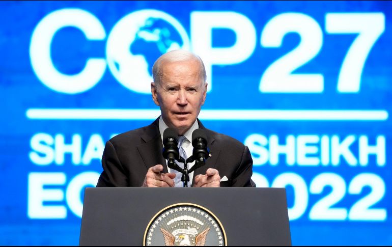 La breve participación de Biden en la conferencia conocida como COP27 fue mayormente una visita celebratoria. AP / A. Brandon