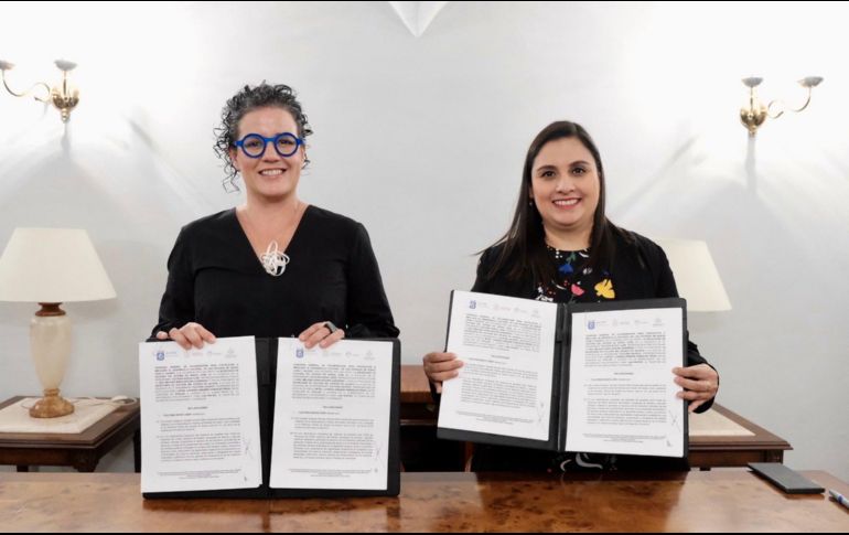 Las titulares de Cultura de ambos estados, Lourdes González Pérez y Melissa Segura Guerrero. ESPECIAL/Secretaría de Cultura