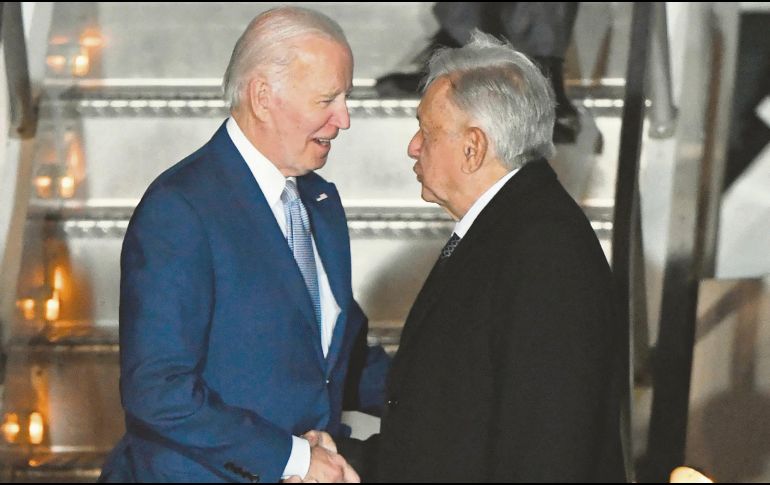 El presidente de Estados Unidos, Joe Biden, llegó anoche a México al Aeropuerto Internacional Felipe Ángeles (AIFA), dode fue recibido por su homólogo Andrés Manuel López Obrador (AMLO). AFP