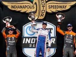 Pato O'Ward, obtuvo el segundo lugar de la carrera. Alex Palou fue el ganador y Alexander Rossi llegó tercero. AP/D. Cummings