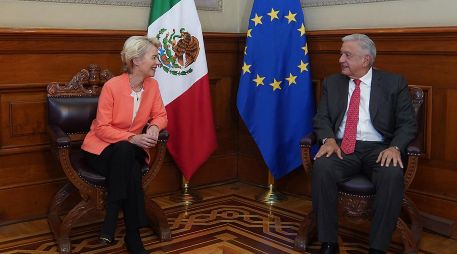 Ursula von der Leyen, reconoció la importancia de México en el concierto de las naciones. EFE / Presidencia de México