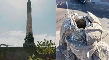 El gobierno de Guadalajara señaló que Protección Civil halló “un desprendimiento de material en la parte superior de la escultura que corona el obelisco (que representa a la Patria), así como degradación”. EL INFORMADOR / CORTESÍA