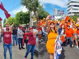 Visiblemente,  el candidato emecista, Pablo Lemus fue el que más arrastre tuvo, pues sus simpatizantes pintaron de naranja la Avenida México, desde Fray de Palacio, hasta Carlos F. de Landeros. EL INFORMADOR / J. DÍAZ