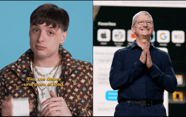 Durante una entrevista que Peso Pluma concedió a GQ, reveló su afinidad por los productos de la empresa tecnológica. ESPECIAL/TIK TOK/ @gqespaña/ EFE/ ARCHIVO.