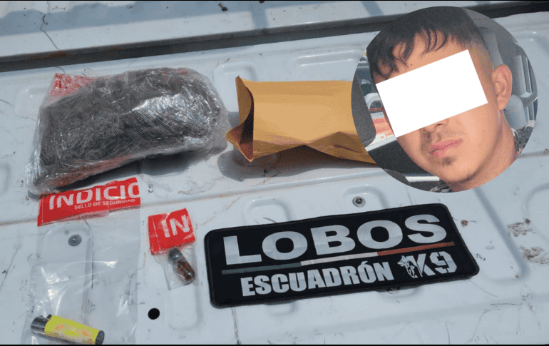 Los elementos municipales realizaron la inspección conforme a los protocolos de seguridad, en la que aseguraron una bolsa de plástico con los 250 gramos de marihuana. ESPECIAL