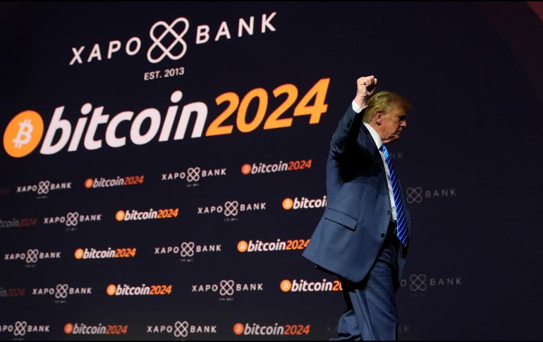 El candidato republicano a la presidencia, el expresidente Donald Trump, se marcha despues de hablar en la conferencia Bitcoin 2024, el sábado 27 de julio de 2024, en Nashville, Tennessee. AP/A. Brandon.