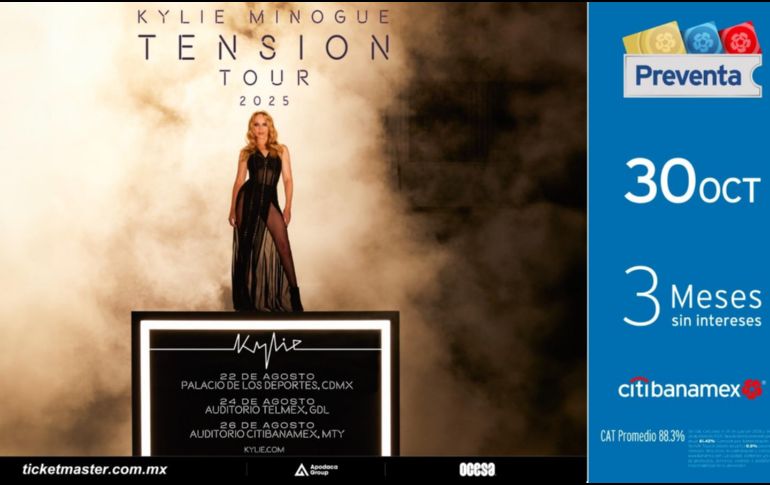 Los boletos estarán disponibles en la preventa Citibanamex el 30 de octubre. ESPECIAL