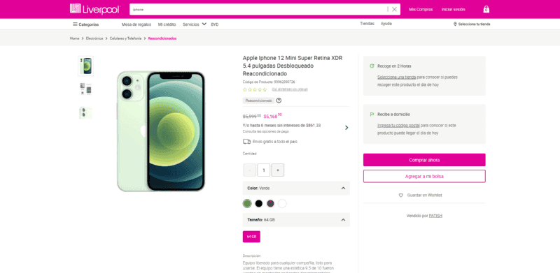 iPhone 12 Mini en tienda digital.