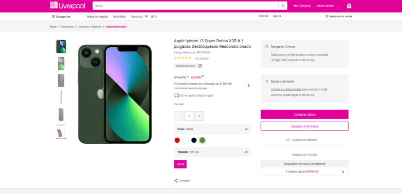 iPhone 13 en tienda digital.