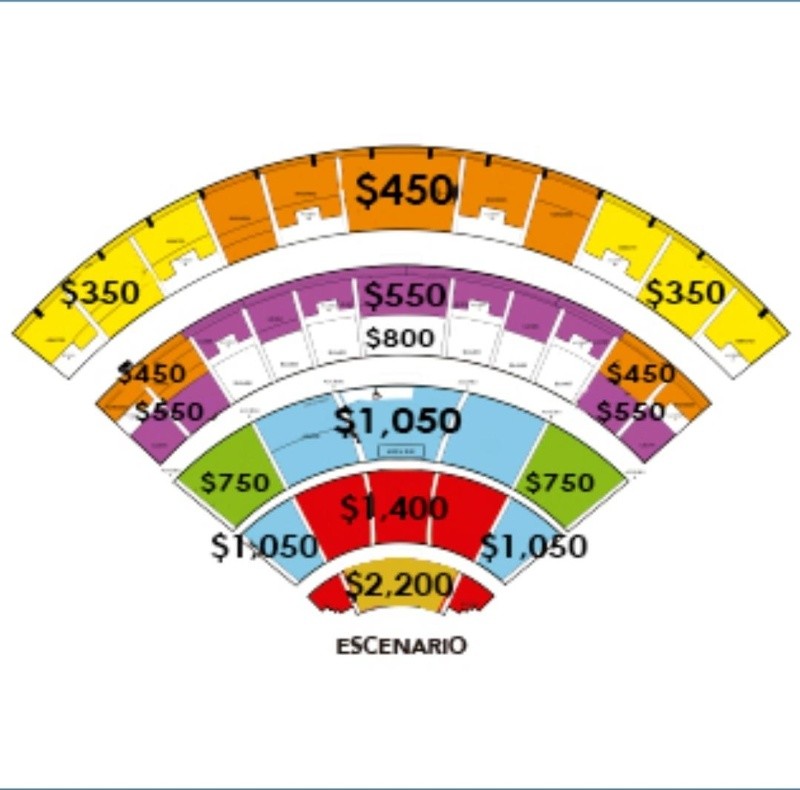 Mapa de secciones Auditorio Telmex. ESPECIAL/Cortesía 