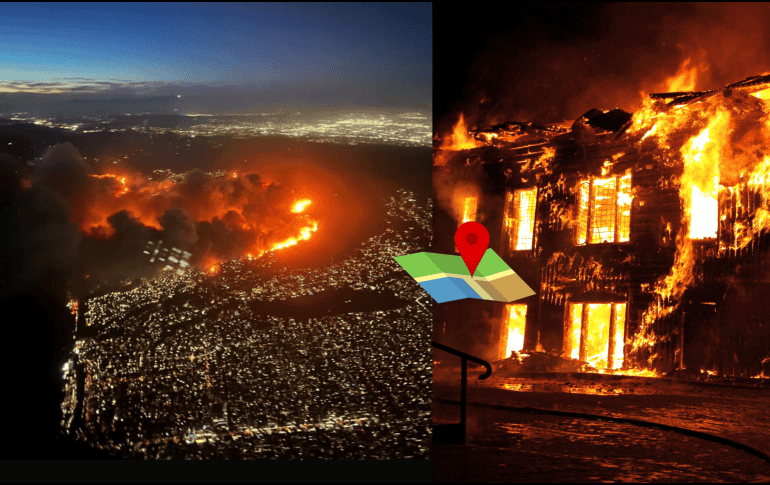 Los incendios en California van en aumento y son notorios en los mapas. ESPECIAL/X/@intelligencefnt