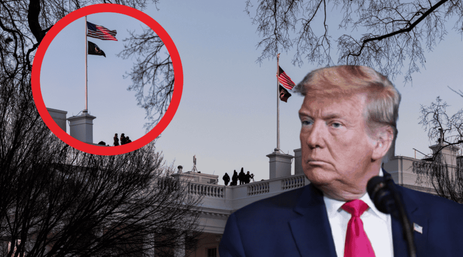 En su primer día como presidente, Donald Trump ordenó izar la bandera nacional a asta completa. EFE / J. Lo Scalzo / AP / ARCHIVO