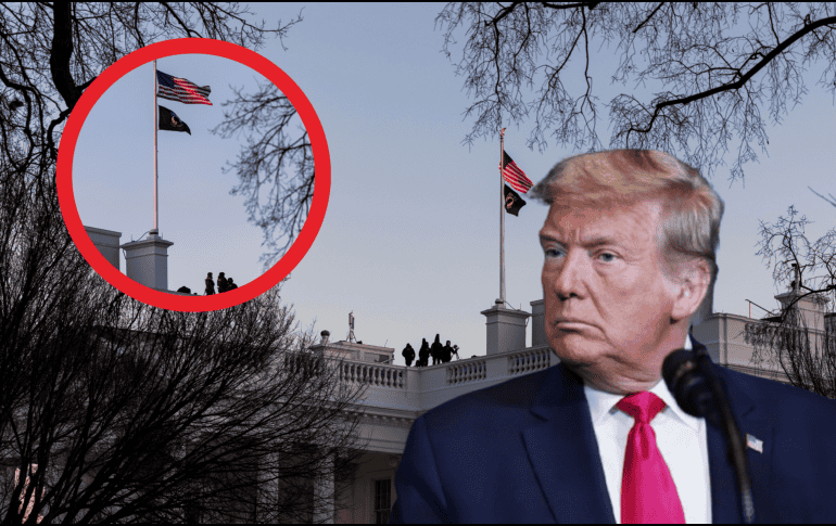 En su primer día como presidente, Donald Trump ordenó izar la bandera nacional a asta completa. EFE / J. Lo Scalzo / AP / ARCHIVO