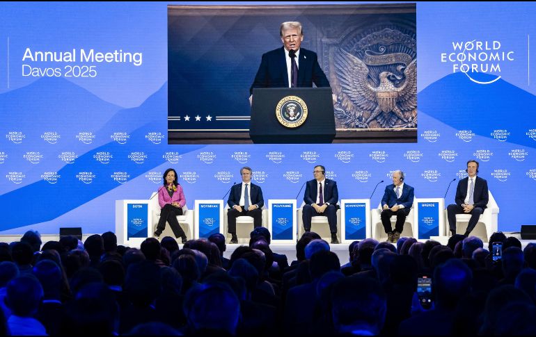 El presidente Donald Trump participó de manera virtual en el Foro Económico Mundial en Davos.  AP / M. Buholzer