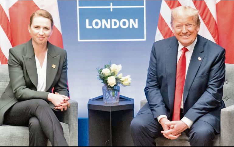 Mette Fredericksen (presidenta de Dinamarca) y Donald Trump (mandatario de EU) enfrentan fuertes diferencias por Groenlandia. ESPECIAL