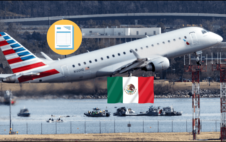 Un vuelo despega frente a las labores de recuperación del accidente en Washington, EU. Gobierno espera reporte de nacionalidades. EFE/J. LO SCALZO