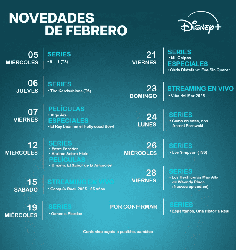 Estos son los estrenos que llegan a Disney + en febrero / DISNEY+&nbsp;