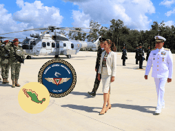 La Fuerza Aérea Mexicana (FAM) conmemora su 110 Aniversario junto con la Presidenta de México además de la inauguración de la nueva base en Tulum, Quintana Roo.  EFE/ Presidencia De México